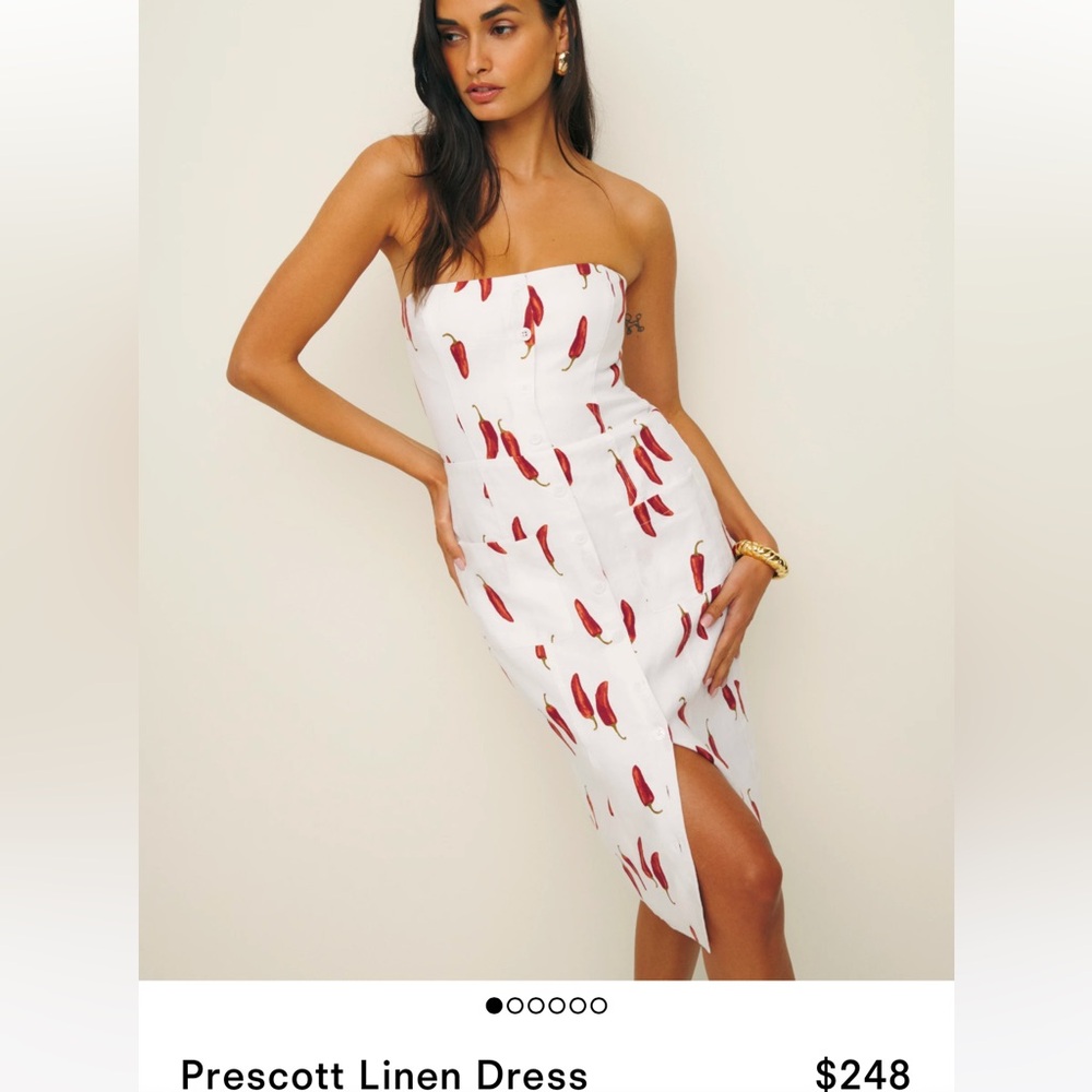 Reformation prescott dress white with peppers